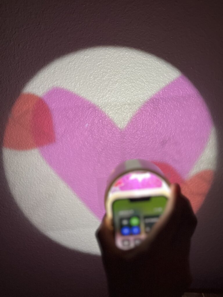 heart light filter on wall steam activity for kids