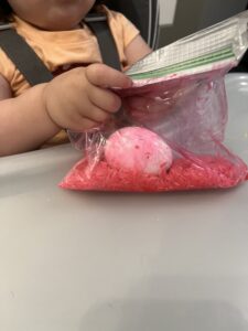 dyeing easter eggs rice 