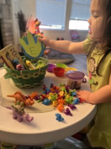 Engaging dinosaur morning basket